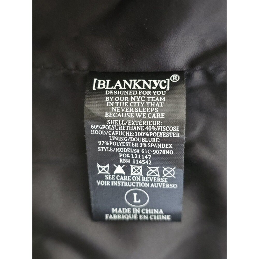 BLANKNYC Meant To Be Moto Jacket Womens L Black Faux Leather No Hood - Picture 10 of 10